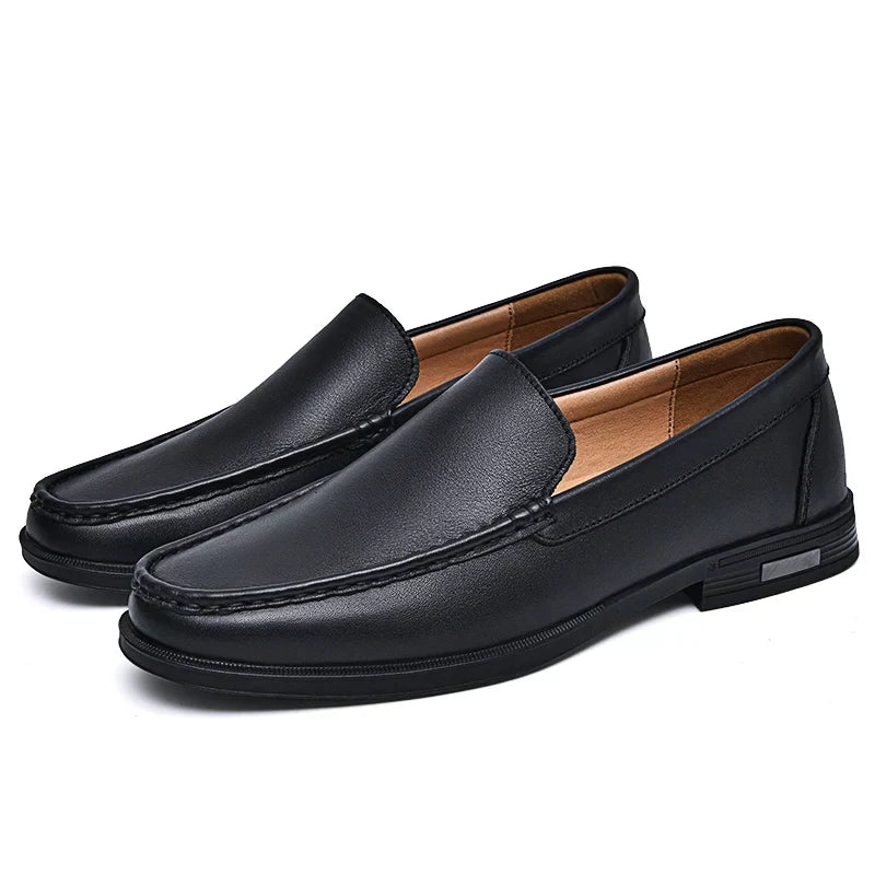 Nash | Men's Leather Loafer Black Slip On Shoes