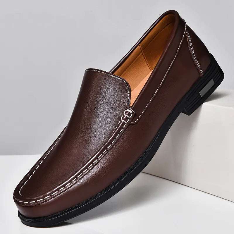 Nash | Men's Leather Loafer Black Slip On Shoes