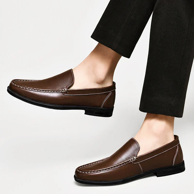 Nash | Men's Leather Loafer Black Slip On Shoes