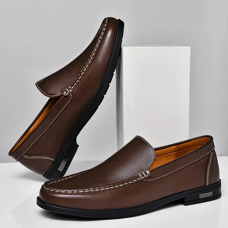 Nash | Men's Leather Loafer Black Slip On Shoes