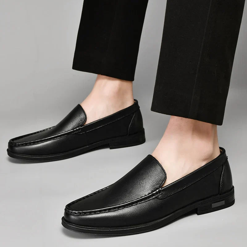 Nash | Men's Leather Loafer Black Slip On Shoes