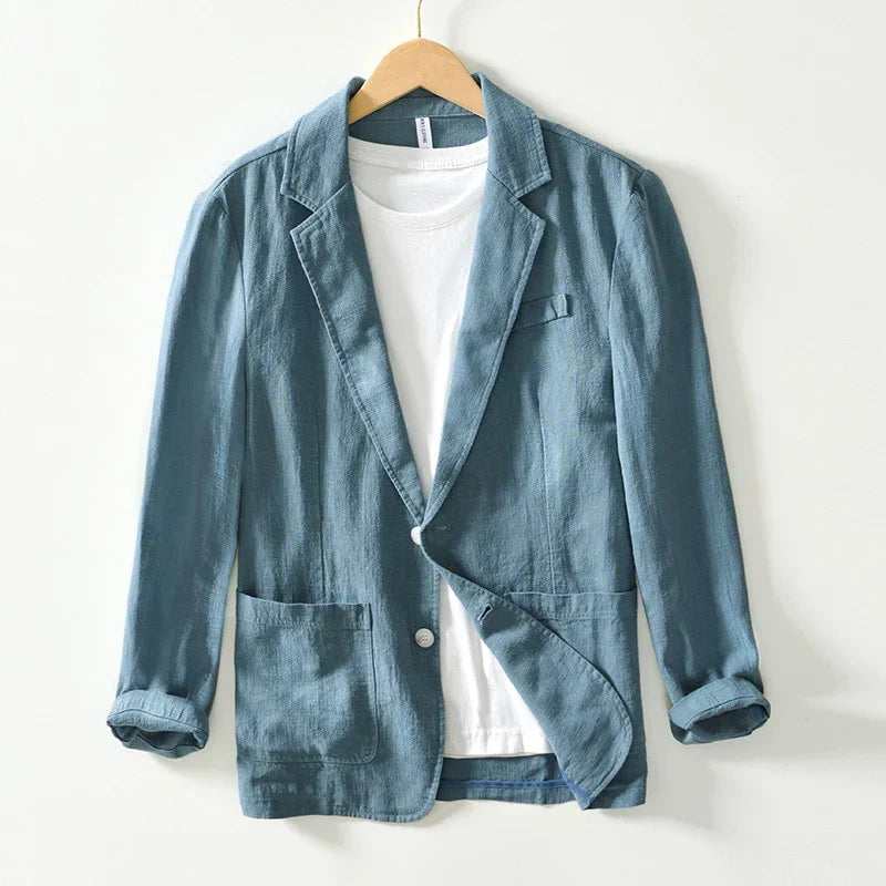 Voss | Men's Casual Denim Blazer Light Blue Single Breasted