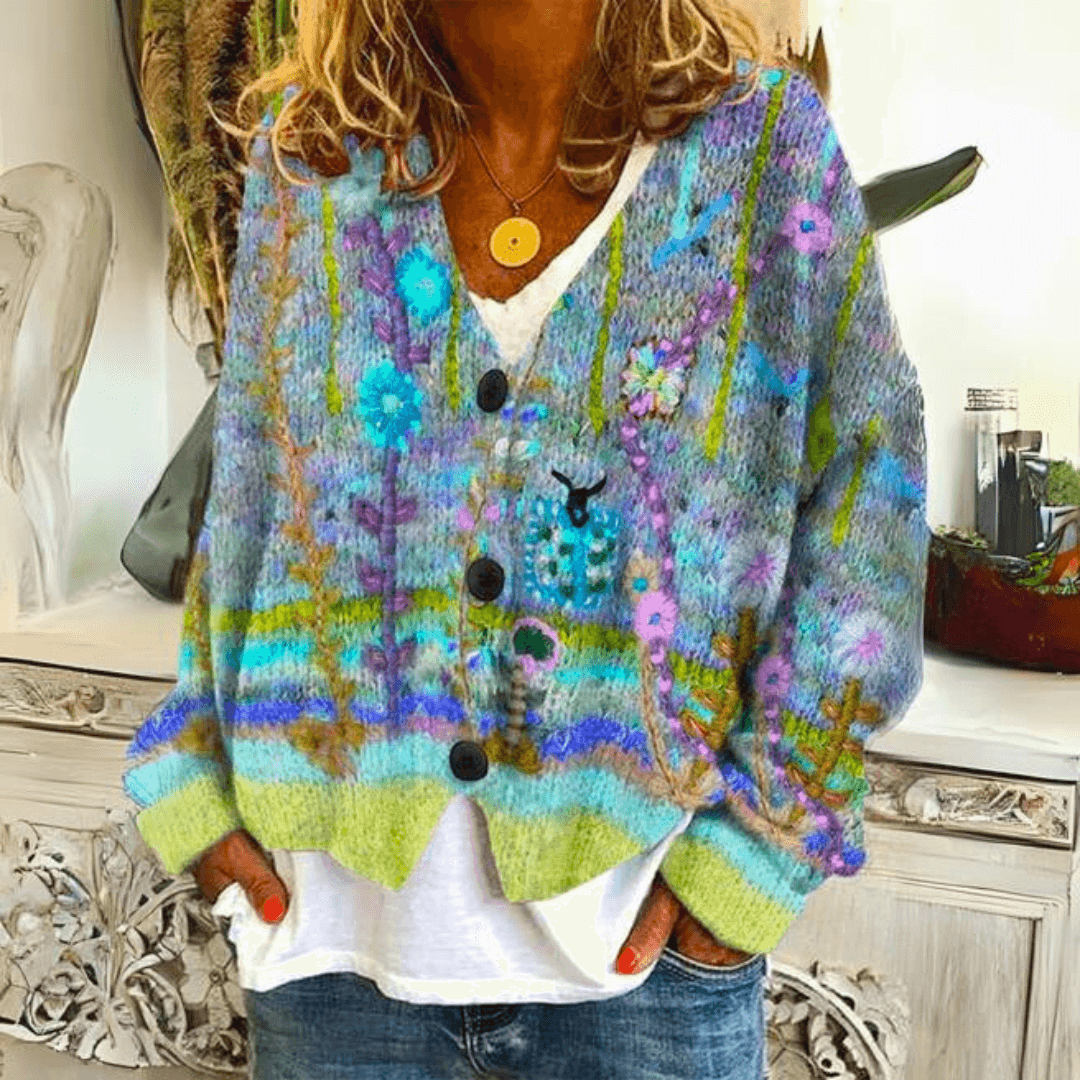 Odin | Women's Floral Cardigan Sweater Multicolor Button Front
