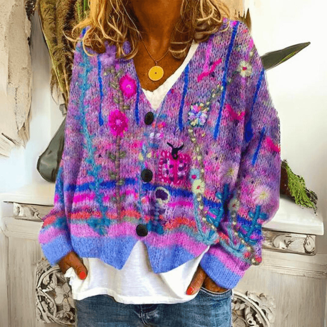 Odin | Women's Floral Cardigan Sweater Multicolor Button Front