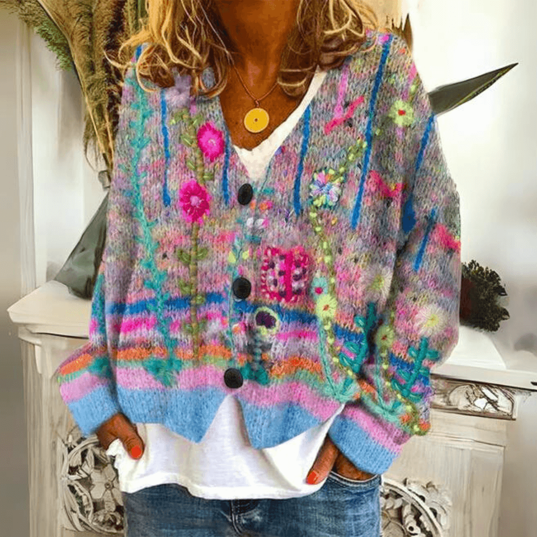Odin | Women's Floral Cardigan Sweater Multicolor Button Front
