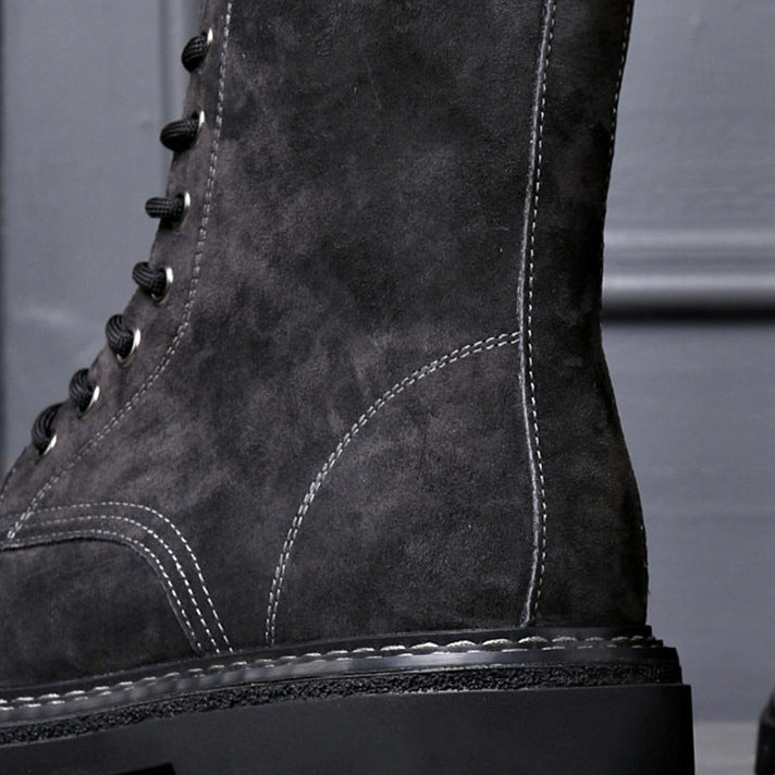 Hale | Men's Tan Suede Lace Up Combat Boots