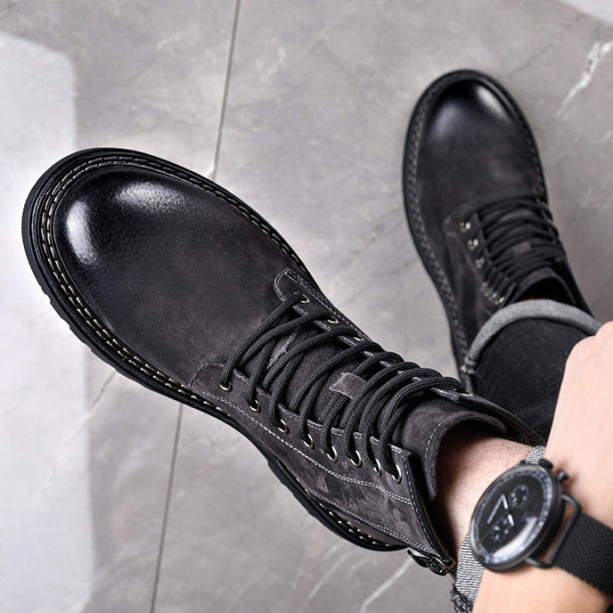 Hale | Men's Tan Suede Lace Up Combat Boots