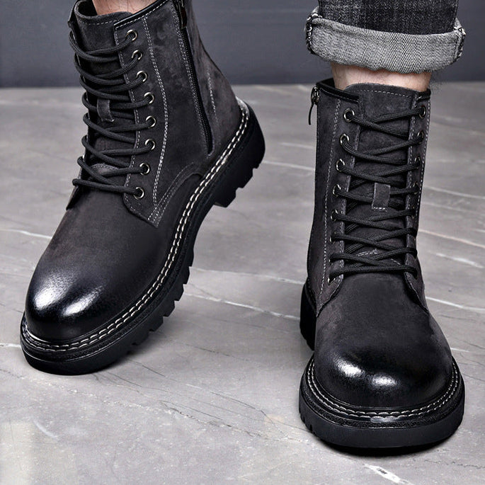 Hale | Men's Tan Suede Lace Up Combat Boots