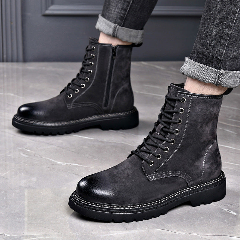 Hale | Men's Tan Suede Lace Up Combat Boots