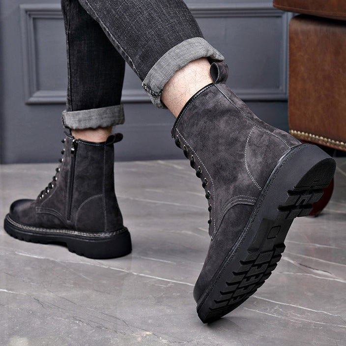Hale | Men's Tan Suede Lace Up Combat Boots