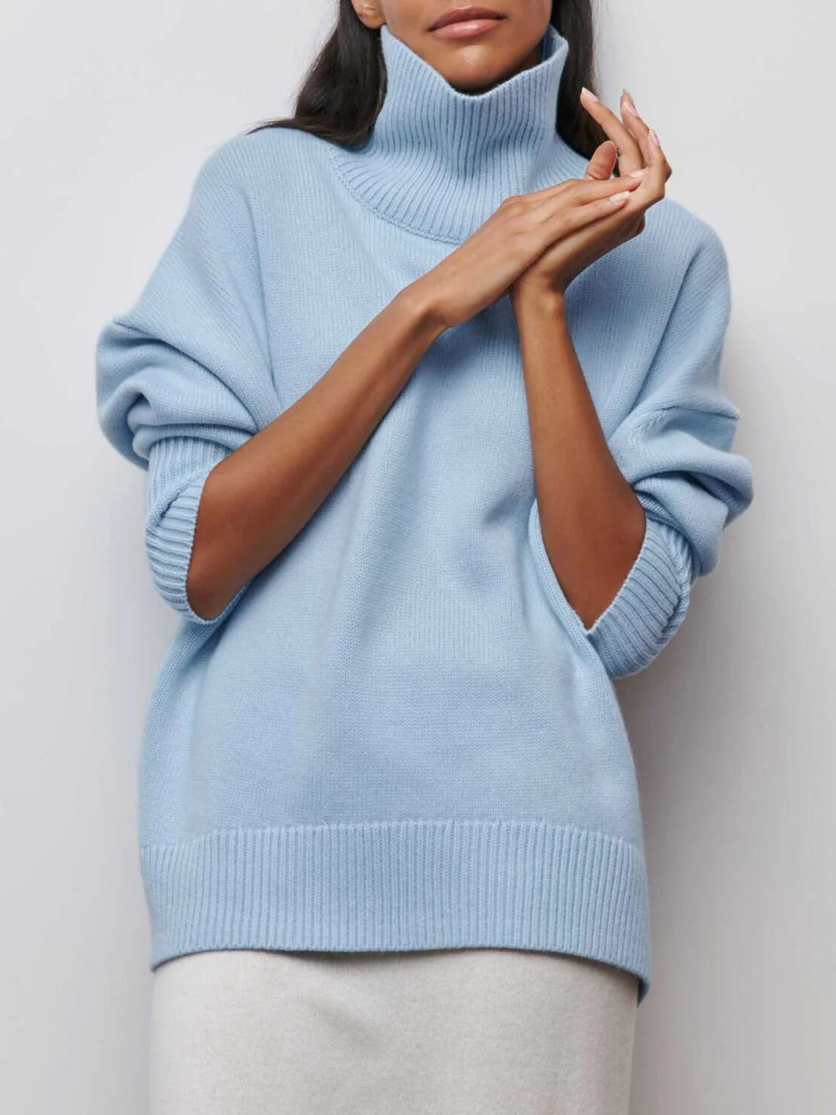 Dama Washington Clarisse women's oversized turtleneck sweater - front view