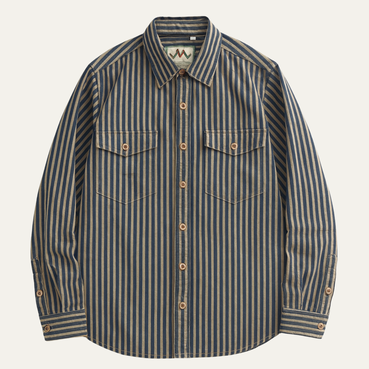 Ivo | Men's Striped Button Up Shirt Navy Cream