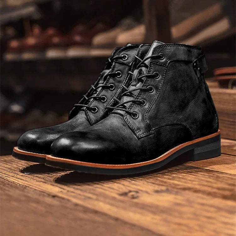 Beau | Men's Leather Lace Up Ankle Boots Brown