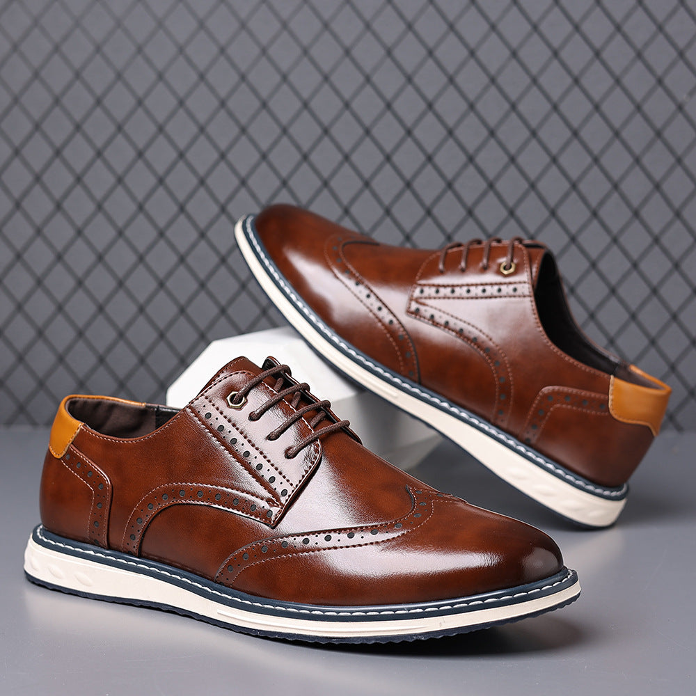 Otto | Men's Wingtip Leather Oxford Brown Dress Shoes