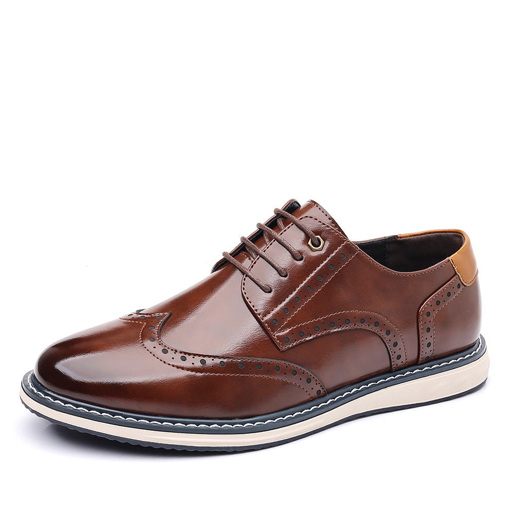 Otto | Men's Wingtip Leather Oxford Brown Dress Shoes