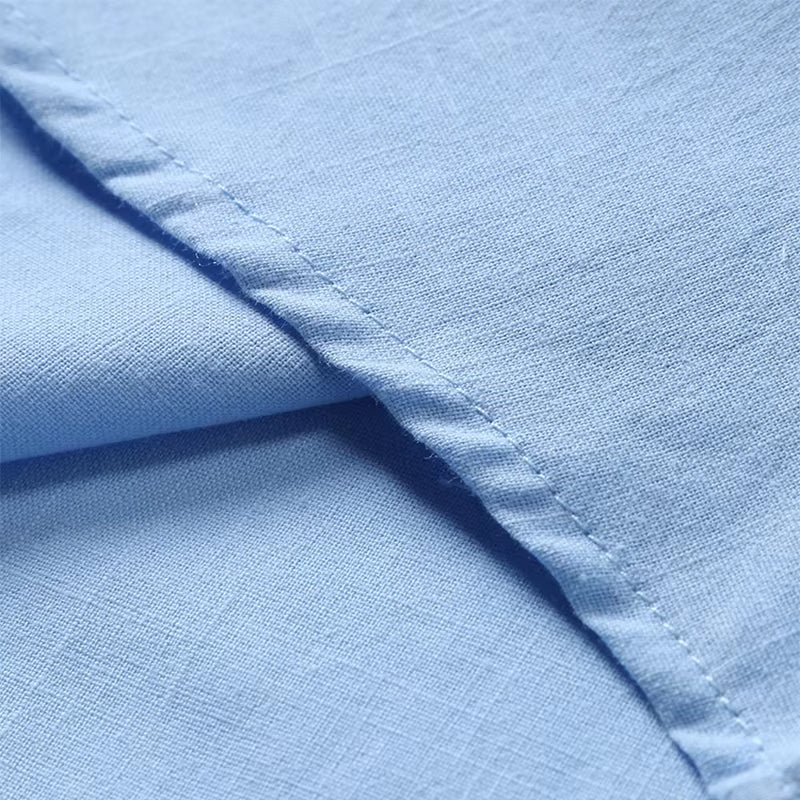 Cain | Men's Linen Polo Shirt Light Blue Short Sleeve