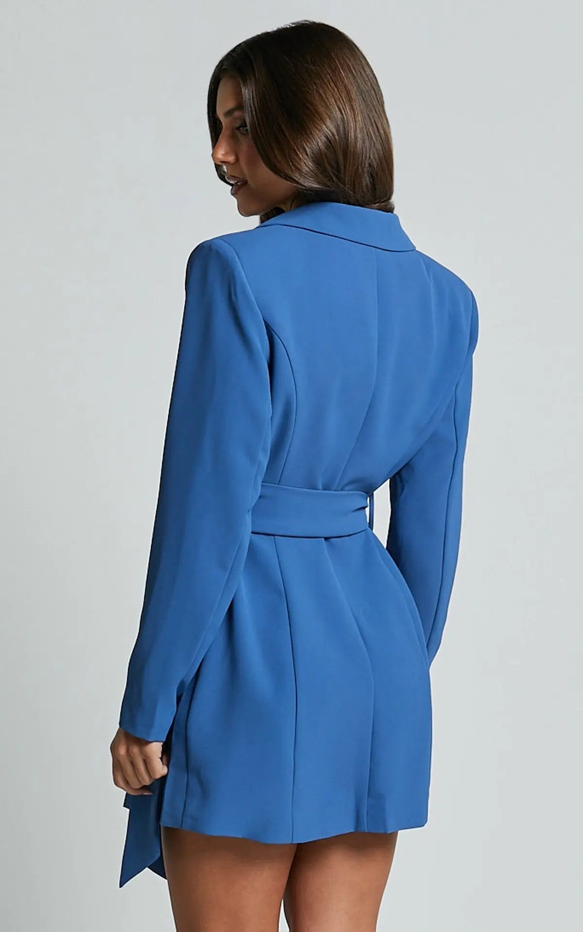Margot | Women's Wrap Blazer Dress Blue Long Sleeve Belted