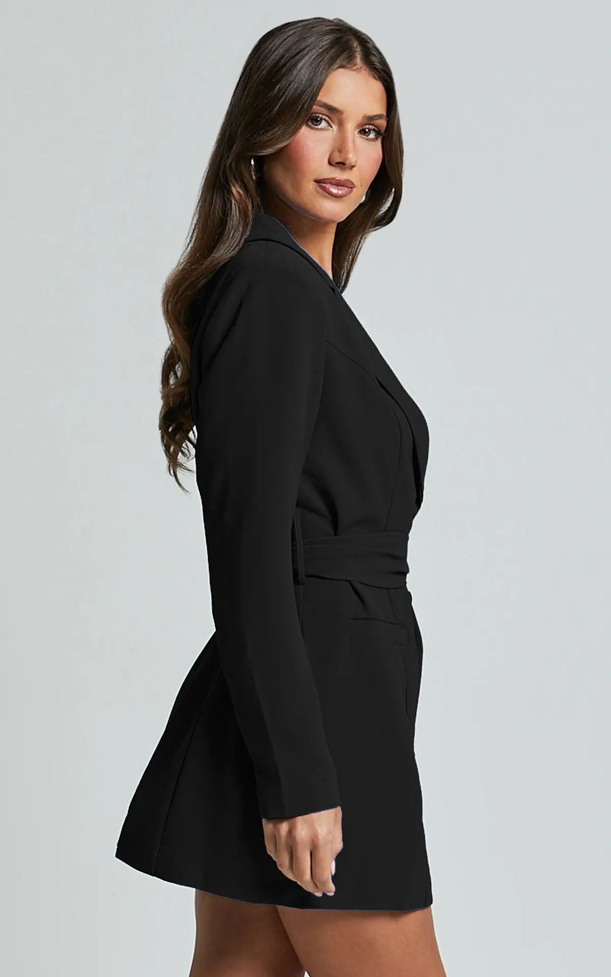 Margot | Women's Wrap Blazer Dress Blue Long Sleeve Belted