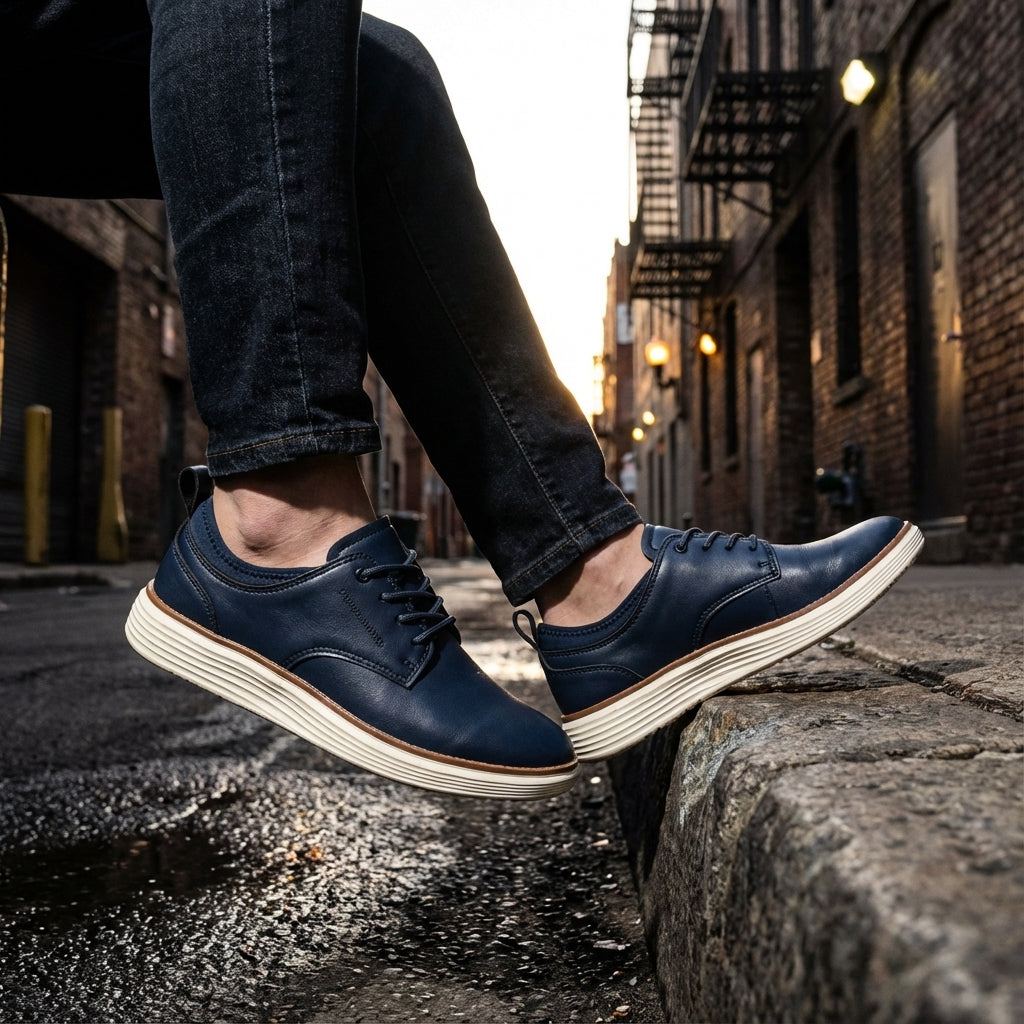 Tate | Men's Casual Lace Up Sneakers Navy White