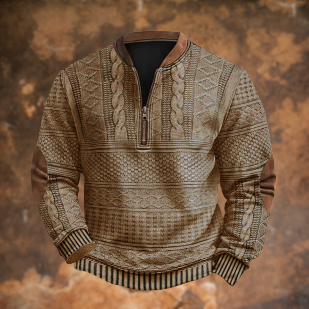 Wyatt | Men's Cable Knit Quarter Zip Sweater Light Blue