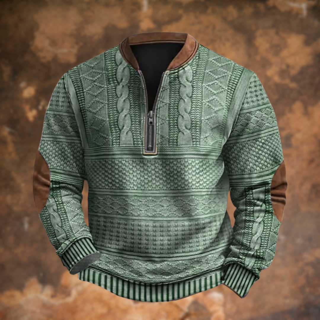 Wyatt | Men's Cable Knit Quarter Zip Sweater Light Blue