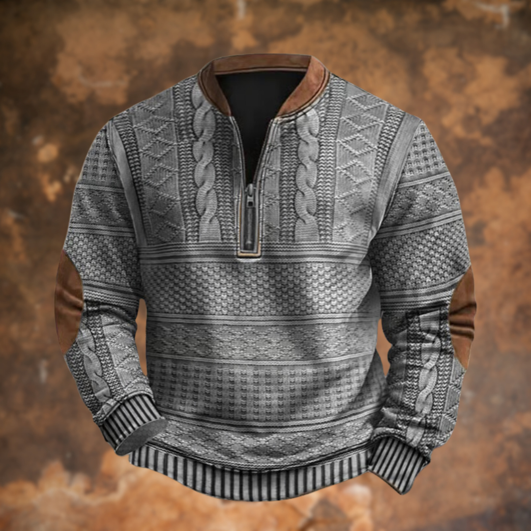 Wyatt | Men's Cable Knit Quarter Zip Sweater Light Blue