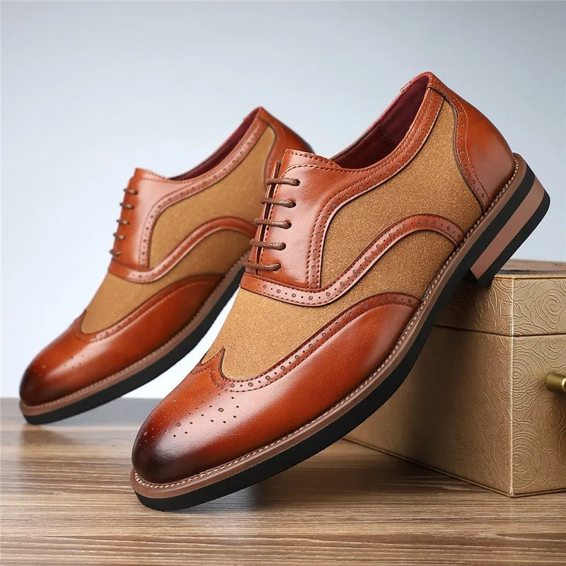 Pax | Men's Wingtip Oxford Dress Shoes Black Tan Sole