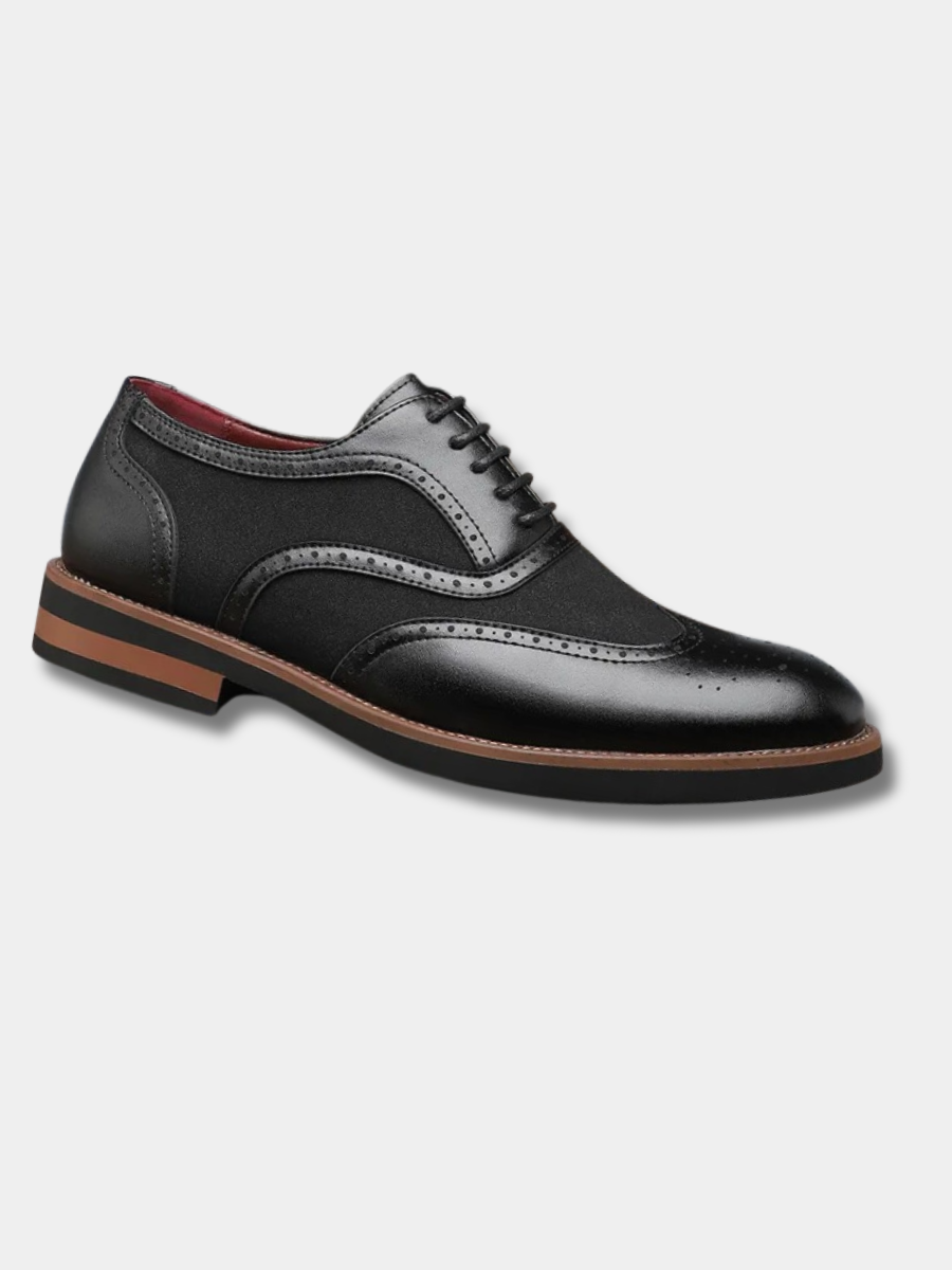 Pax | Men's Wingtip Oxford Dress Shoes Black Tan Sole