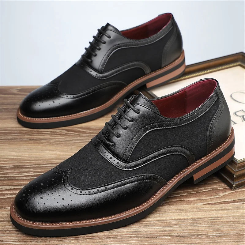 Pax | Men's Wingtip Oxford Dress Shoes Black Tan Sole