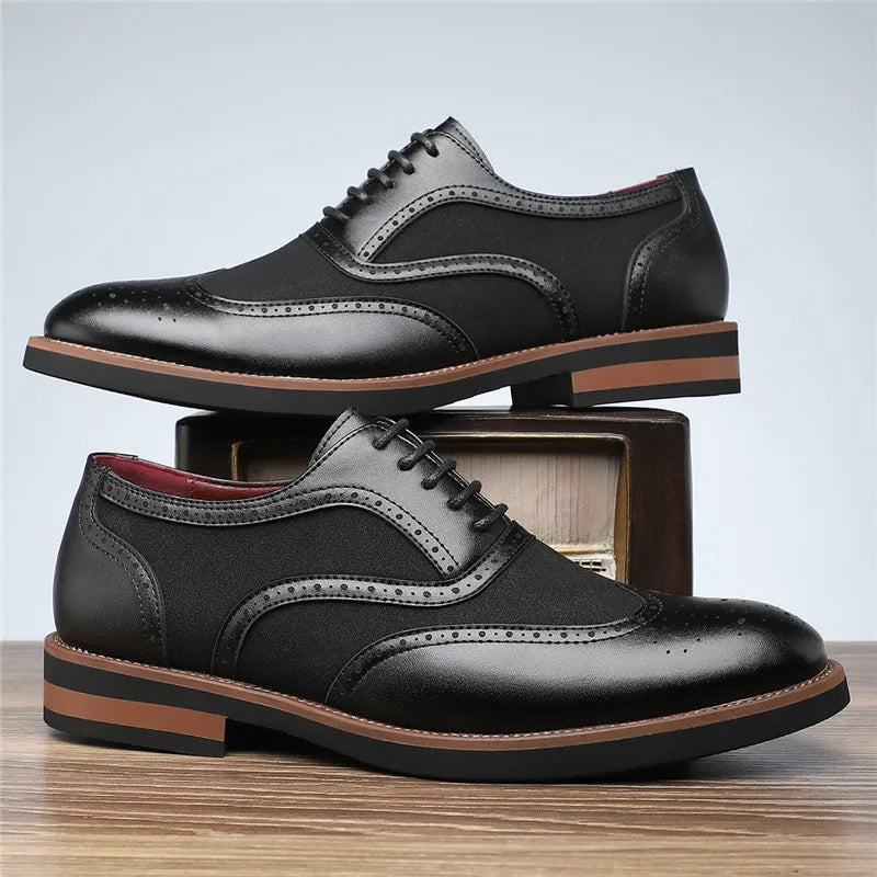 Pax | Men's Wingtip Oxford Dress Shoes Black Tan Sole