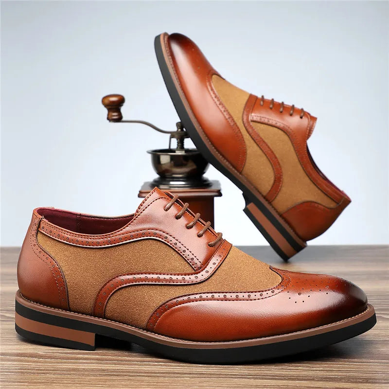 Pax | Men's Wingtip Oxford Dress Shoes Black Tan Sole