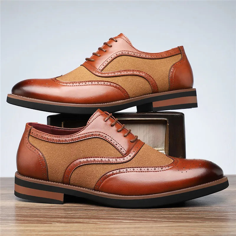 Pax | Men's Wingtip Oxford Dress Shoes Black Tan Sole