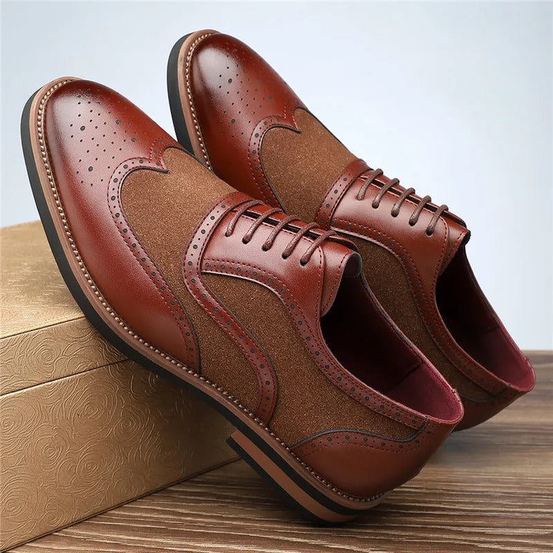 Pax | Men's Wingtip Oxford Dress Shoes Black Tan Sole