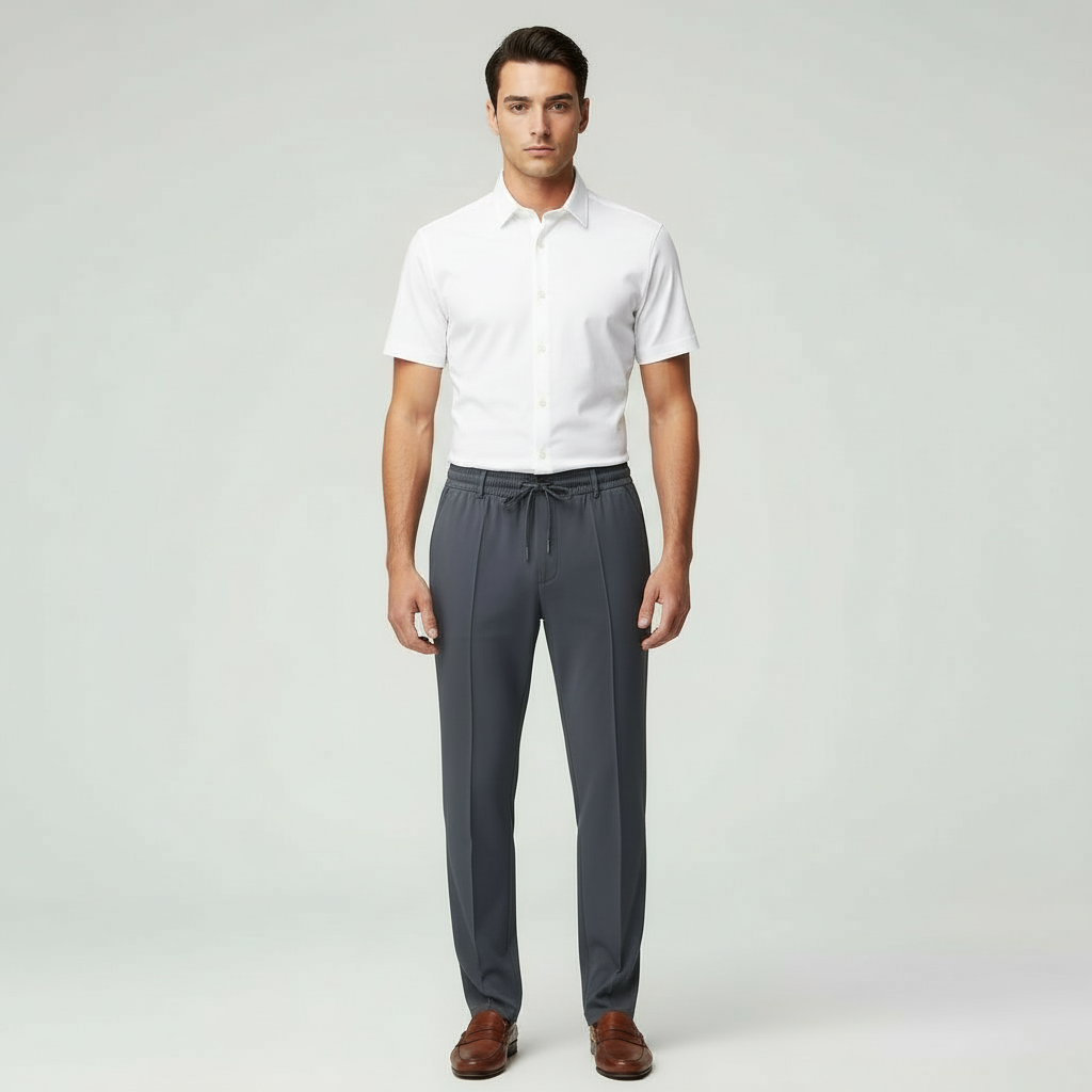 Luca | Men's Dress Pants Gray Elastic Waist Tailored