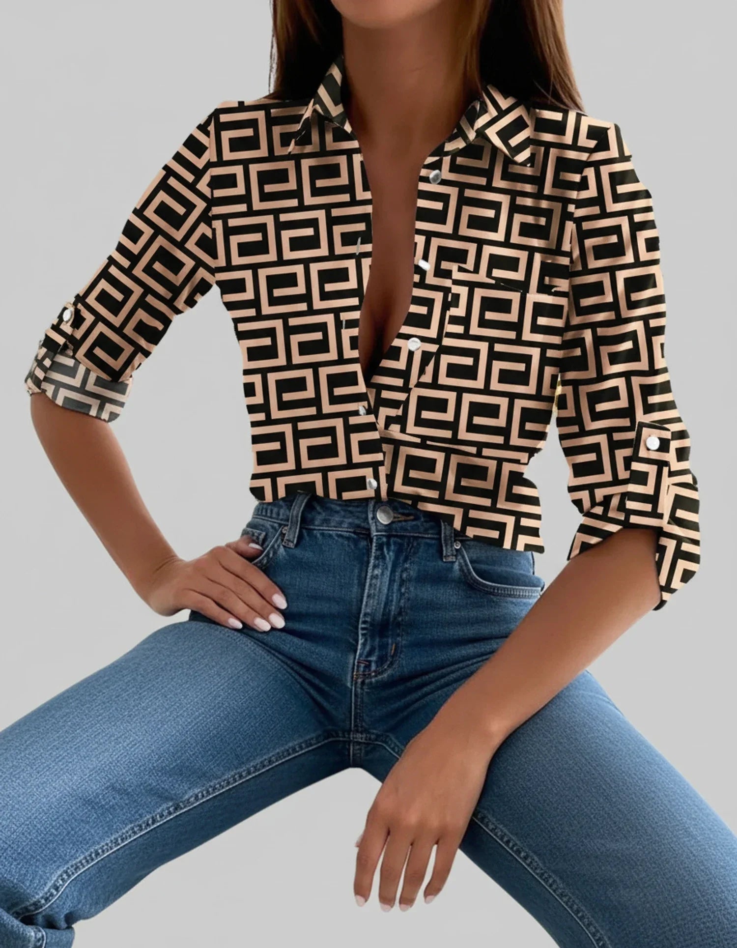 Vera | Women's Striped Button Down Shirt Blue White