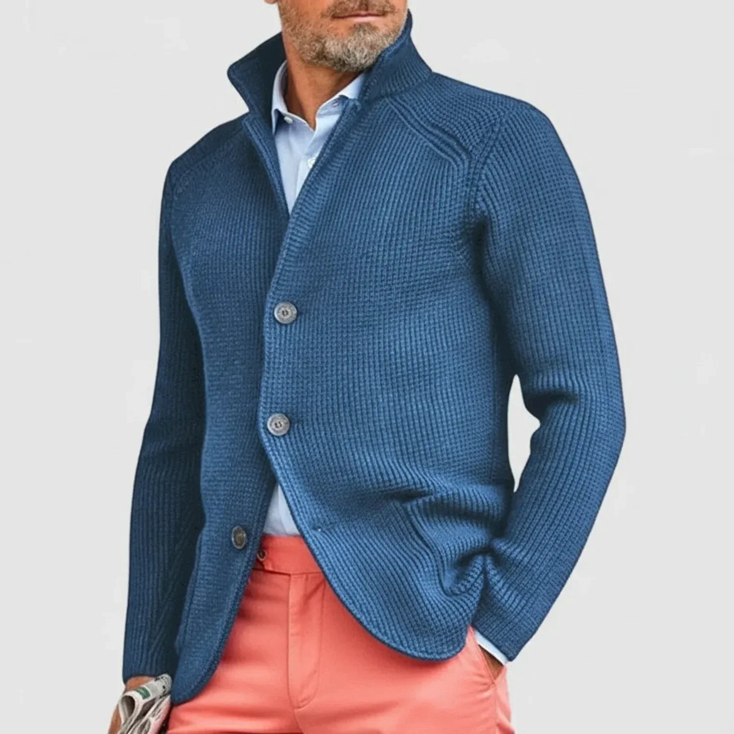 Rowan | Men's Ribbed Button Front Cardigan Brown