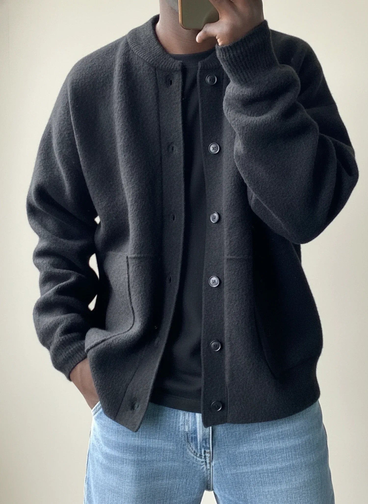 Cliff | Men's Wool Cardigan Sweater Sage Green Button Front
