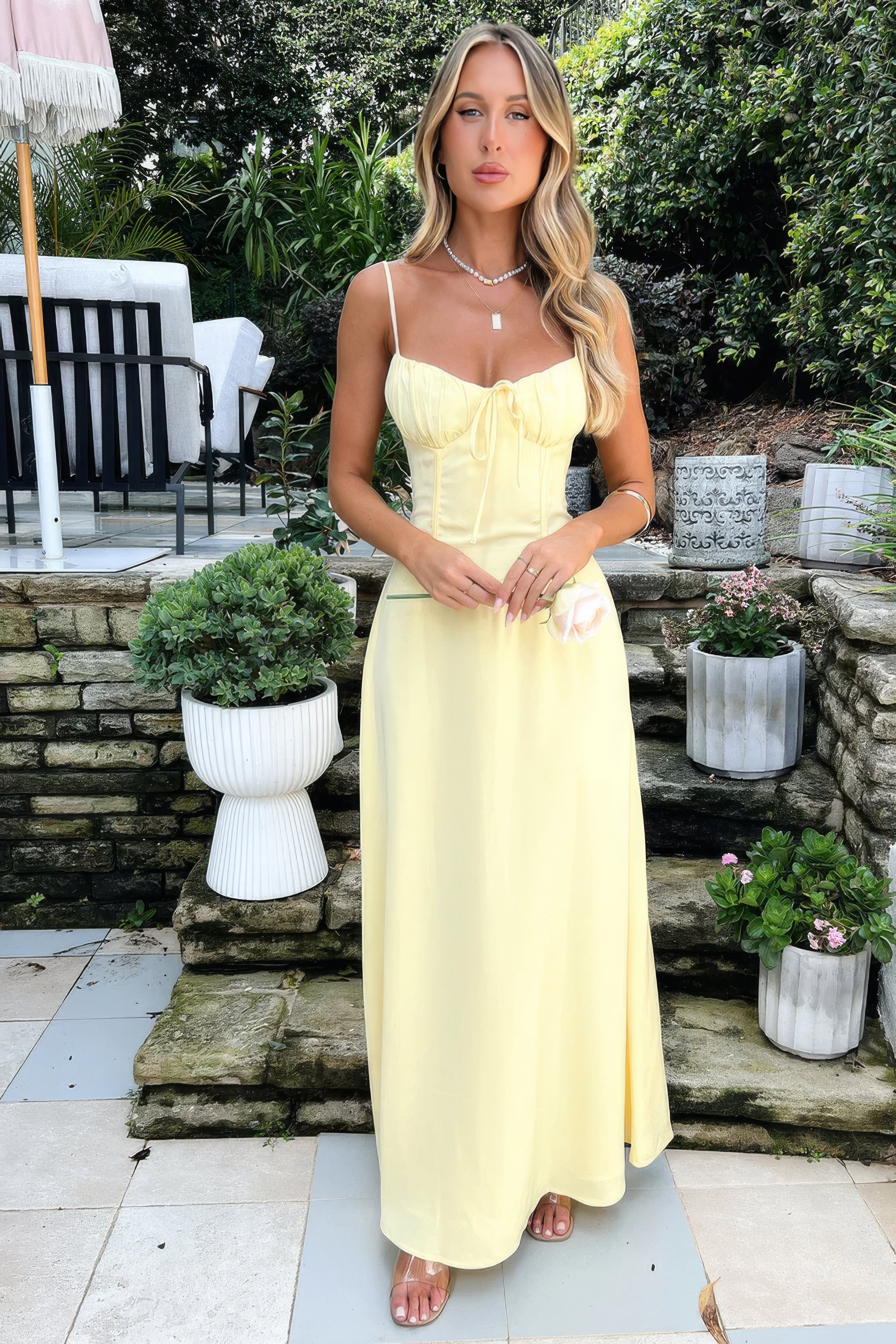 Freya | Women's Sleeveless Maxi Dress Cream Sweetheart Neckline