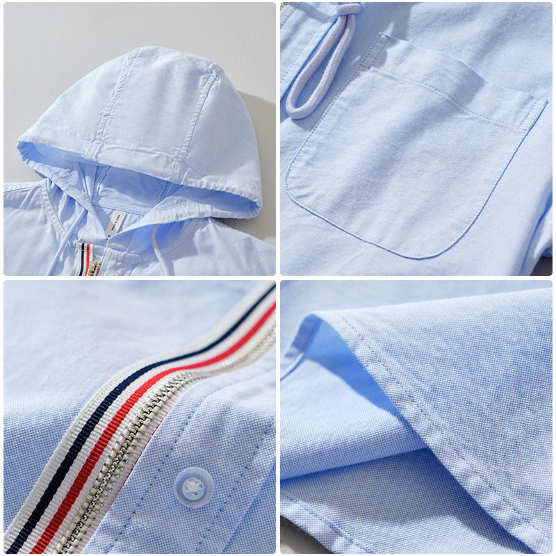 Marco | Men's Lightweight Hooded Jacket Light Blue Long Sleeve