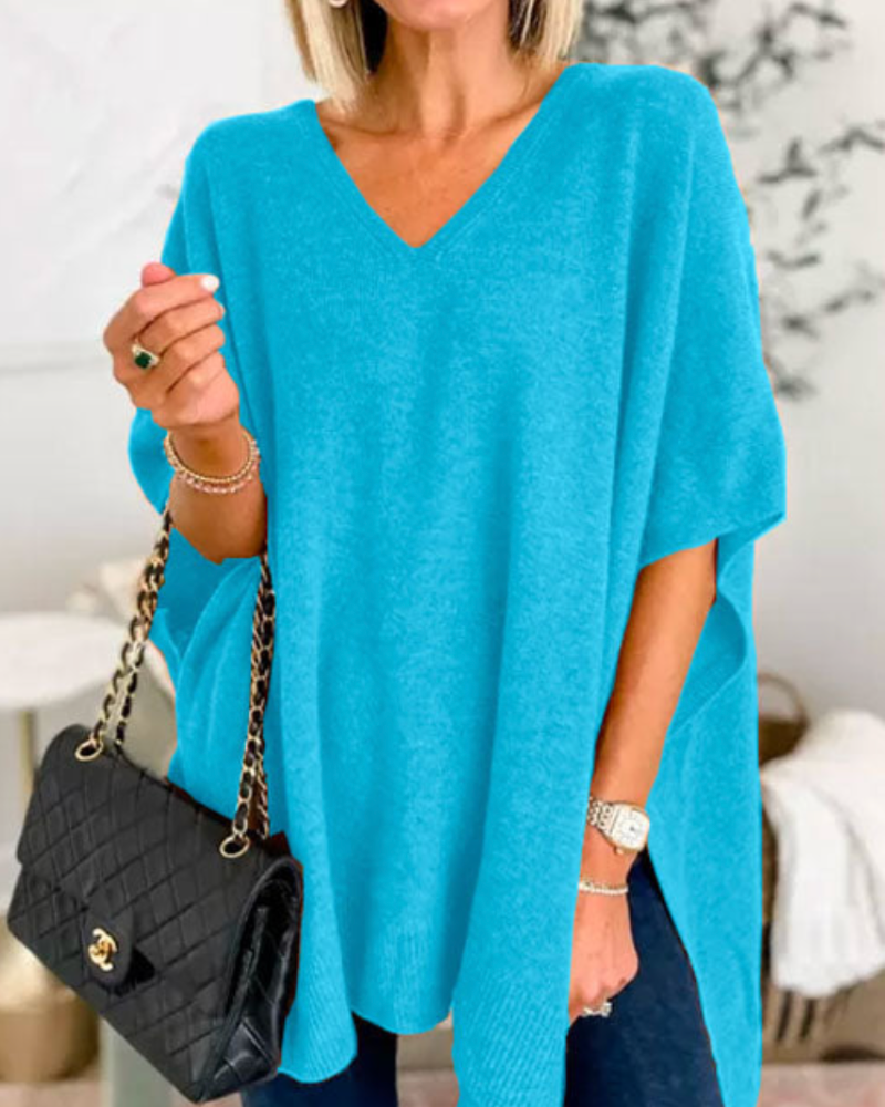Margot | Women's V Neck Sweater Camel Oversized