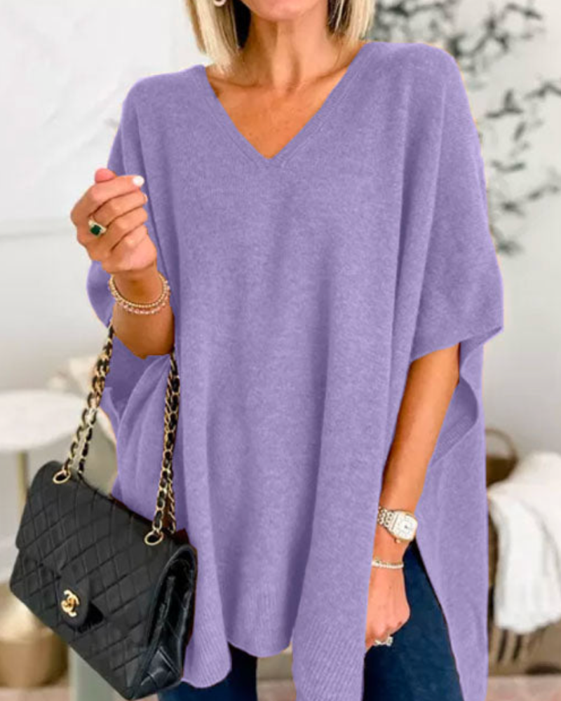Margot | Women's V Neck Sweater Camel Oversized