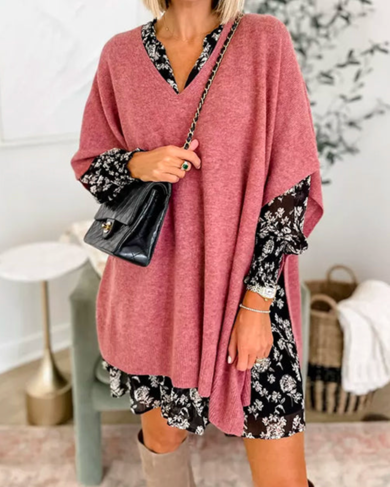 Margot | Women's V Neck Sweater Camel Oversized