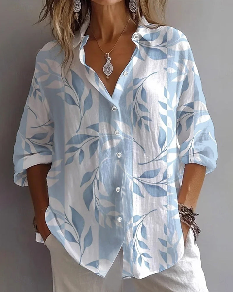 Opal | Women's Floral Button Up Shirt Light Blue