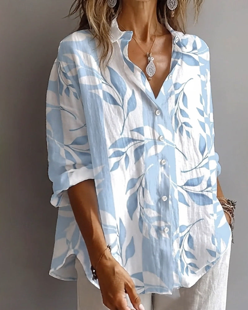 Opal | Women's Floral Button Up Shirt Light Blue