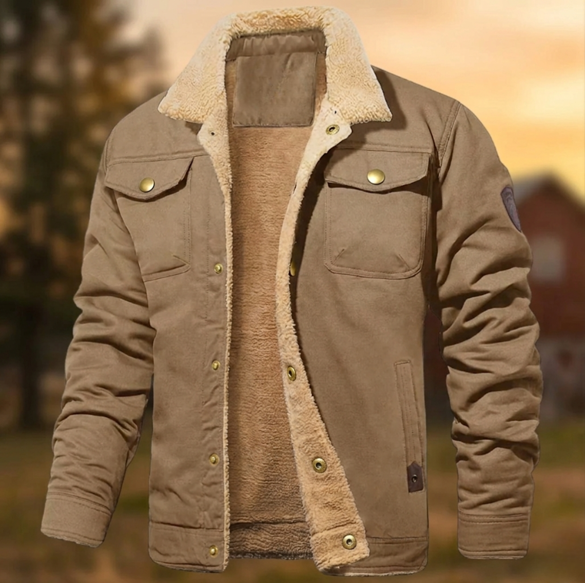 Dama Washington Shepherd men's sherpa collar button-down jacket - view 5