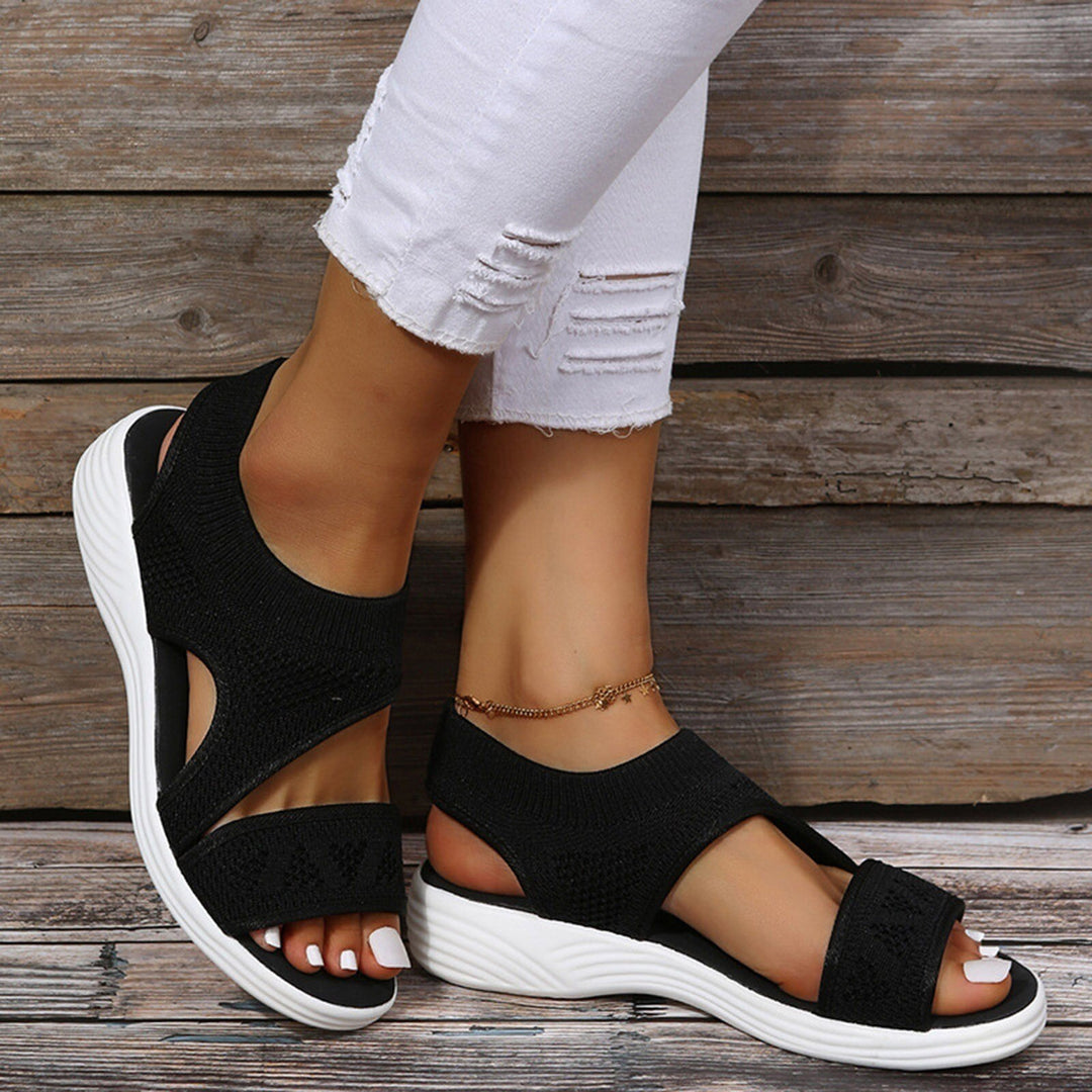 Opal | Women's Platform Sandals Black White Cushioned Comfort Sole