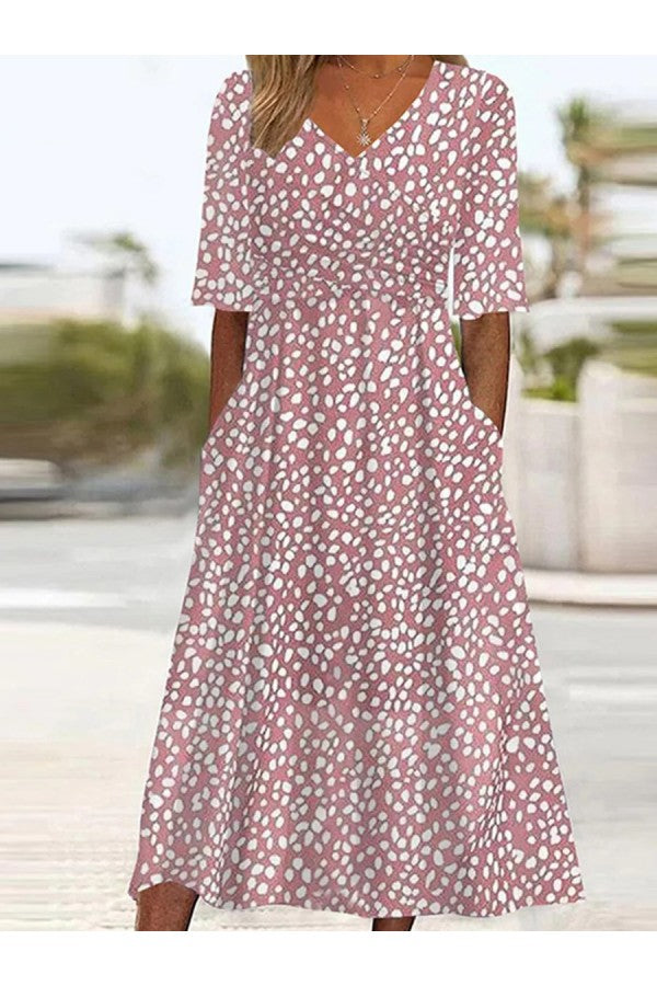 Opal | Women's Polka Dot Midi Dress Half Sleeve Mauve