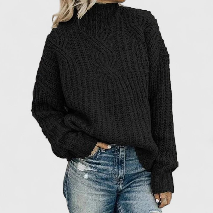 Margot | Women's Cable Knit Sweater Sage Green Crew Neck