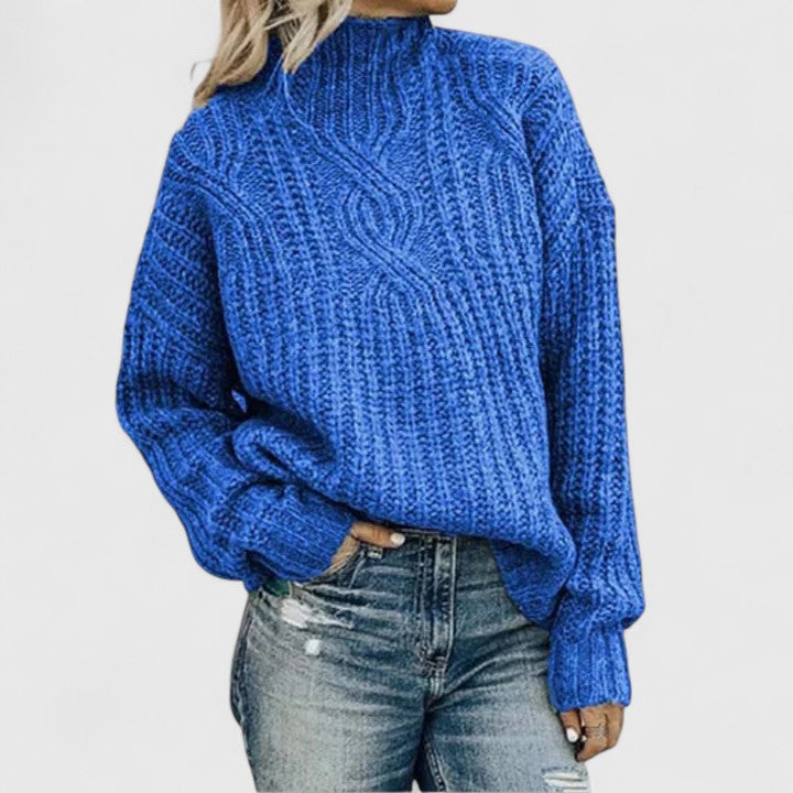 Margot | Women's Cable Knit Sweater Sage Green Crew Neck