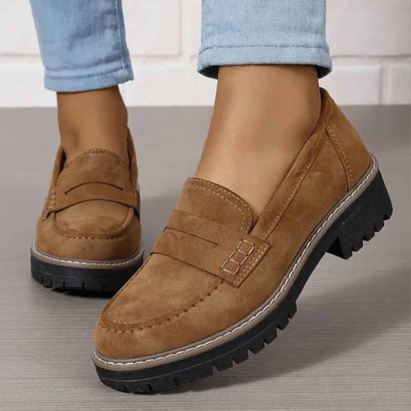 Romy | Women's Black Loafer Platform Sole Chunky Tread